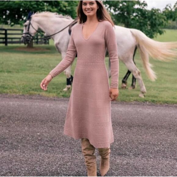Gal Meets Glam Dresses & Skirts - Gal Meets Glam Dusty Rose Knit V‑Neck Midi Dress